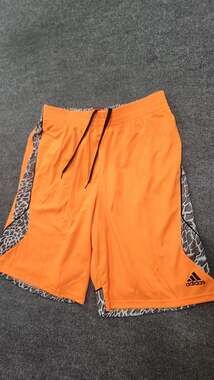 Adidas Orange Basketball Shorts with Graphic Print Trim Size XL